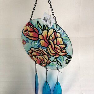 NWT Cota Global Circle with glass Red Floral Wind Chime #G6